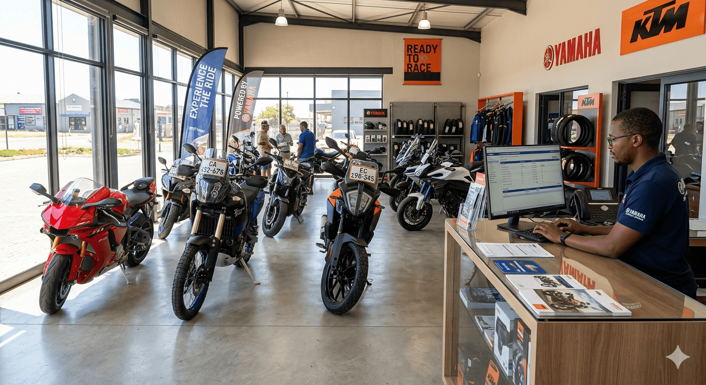 Motorcycle dealership showroom